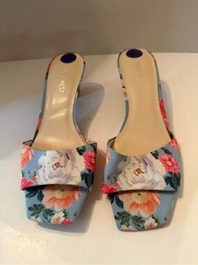 Nine West Ninya Floral Slide Kitty Heels Women’s 8.5 NEW
